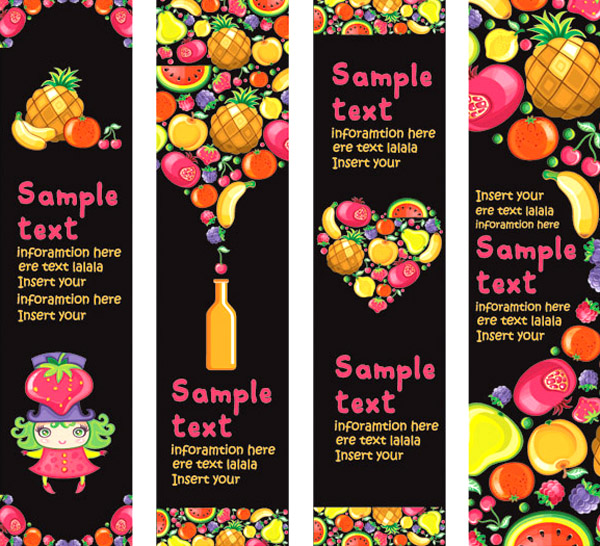 free vector Vector Background of Colorful Fruits and Banner Material